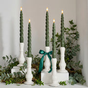 10" Flameless LED Taper Candles – Full Twisted Spiral – Remote, 2/4/6/8-Hr Timer (24-hr Memory), Bottom On/Off Button, Dimmable, Battery Operated, Flicker/Steady - West Ivory LED Lighting 