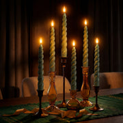10" Flameless LED Taper Candles – Full Twisted Spiral – Remote, 2/4/6/8-Hr Timer (24-hr Memory), Bottom On/Off Button, Dimmable, Battery Operated, Flicker/Steady - West Ivory LED Lighting 