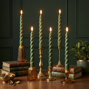 10" Flameless LED Taper Candles – Full Twisted Spiral – Remote, 2/4/6/8-Hr Timer (24-hr Memory), Bottom On/Off Button, Dimmable, Battery Operated, Flicker/Steady - West Ivory LED Lighting 