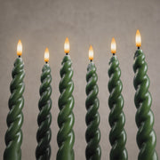10" Flameless LED Taper Candles – Full Twisted Spiral – Remote, 2/4/6/8-Hr Timer (24-hr Memory), Bottom On/Off Button, Dimmable, Battery Operated, Flicker/Steady - West Ivory LED Lighting 