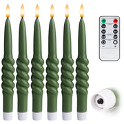 Smooth Taper with Twist Flameless LED Taper Candles 10" – Set of 6 – Remote, Dimmable, 2/4/6/8-Hr Timer (24-Hr Memory), Bottom On/Off Button, Flicker/Steady, Battery Operated - West Ivory LED Lighting 