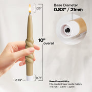 Smooth Taper with Twist Flameless LED Taper Candles 10" – Set of 6 – Remote, Dimmable, 2/4/6/8-Hr Timer (24-Hr Memory), Bottom On/Off Button, Flicker/Steady, Battery Operated - West Ivory LED Lighting 
