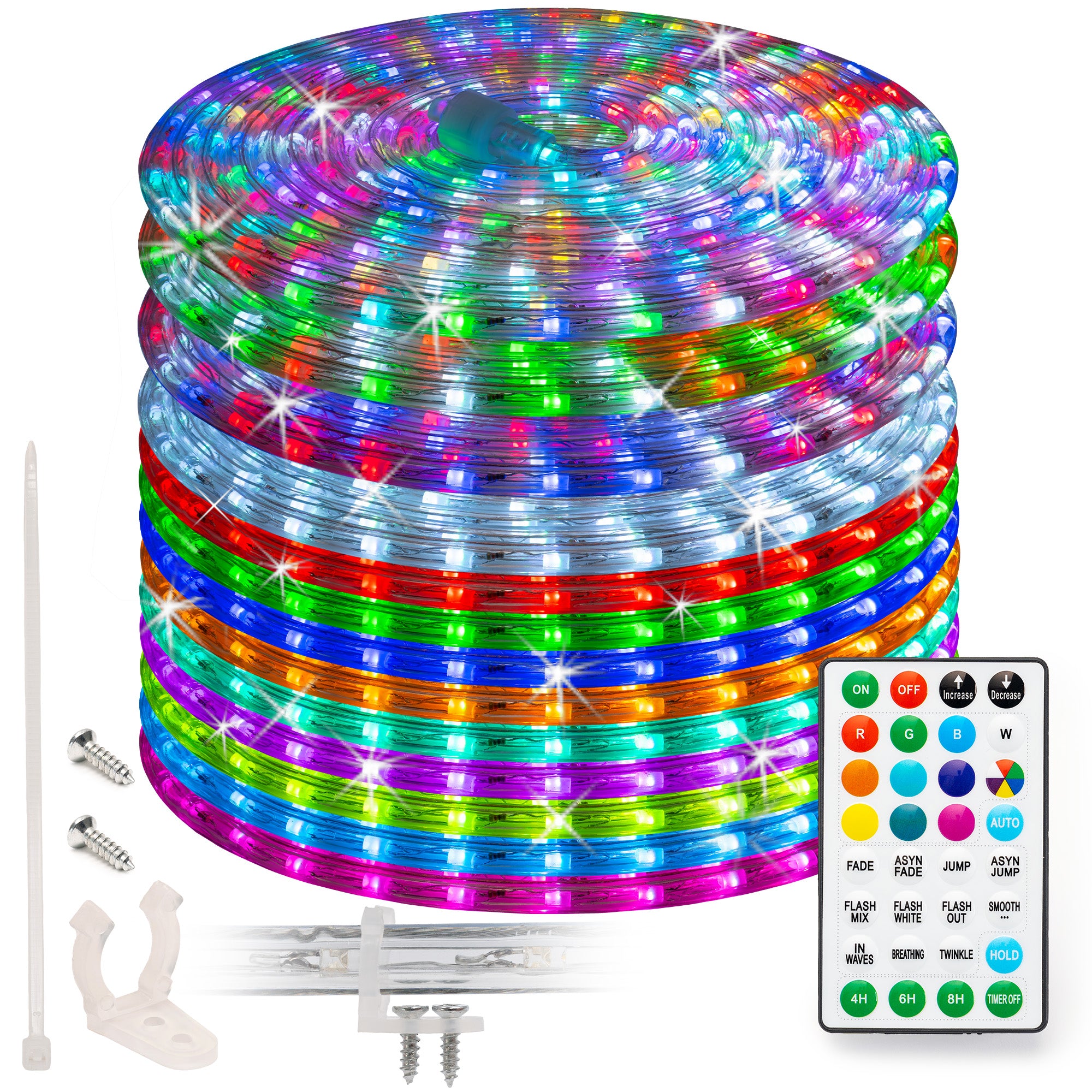 LED 10 Color Changing Rope Light 12-Modes w/ Remote Outdoor Lighting