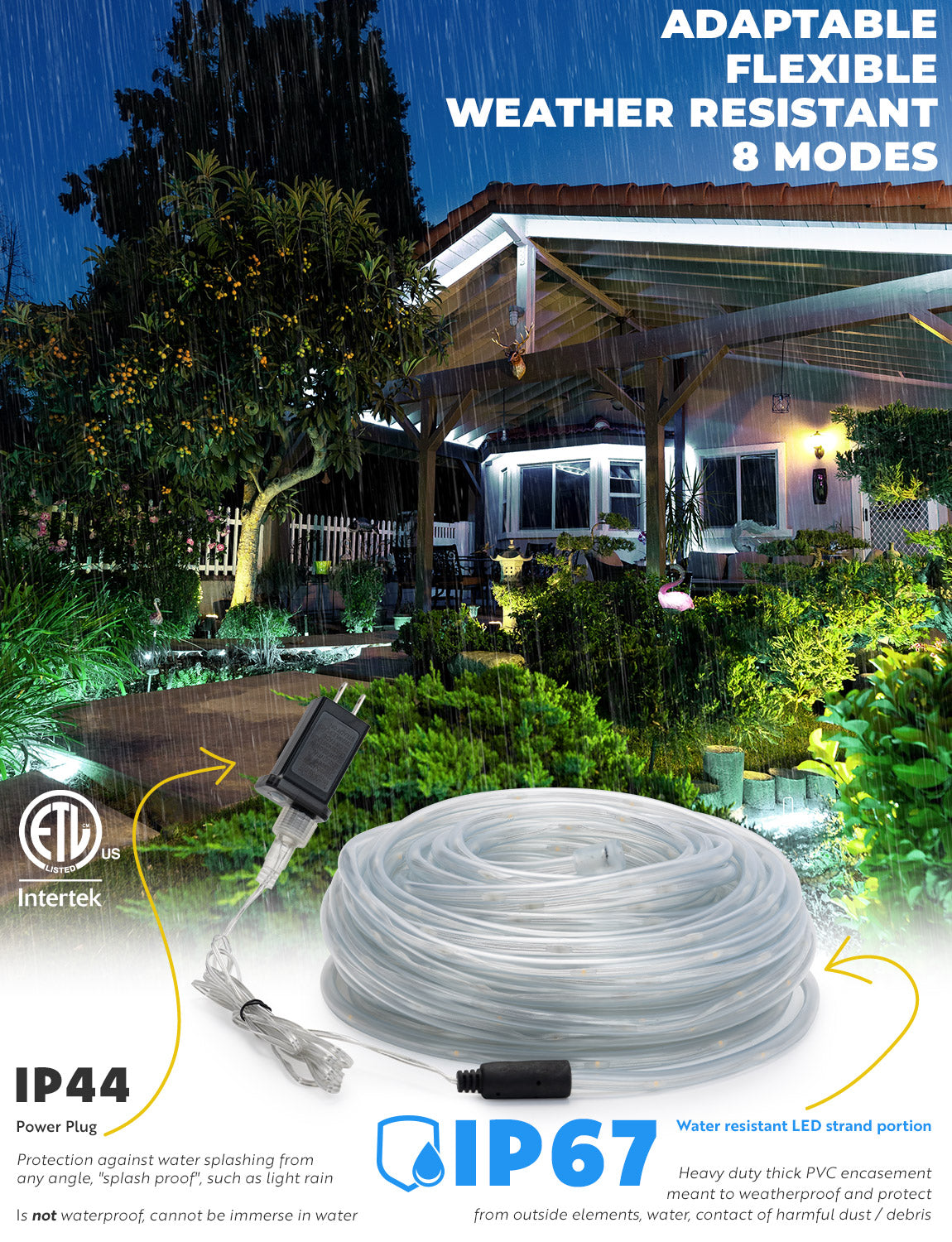 LED String Lights with Protective Tubing Outdoor Lighting