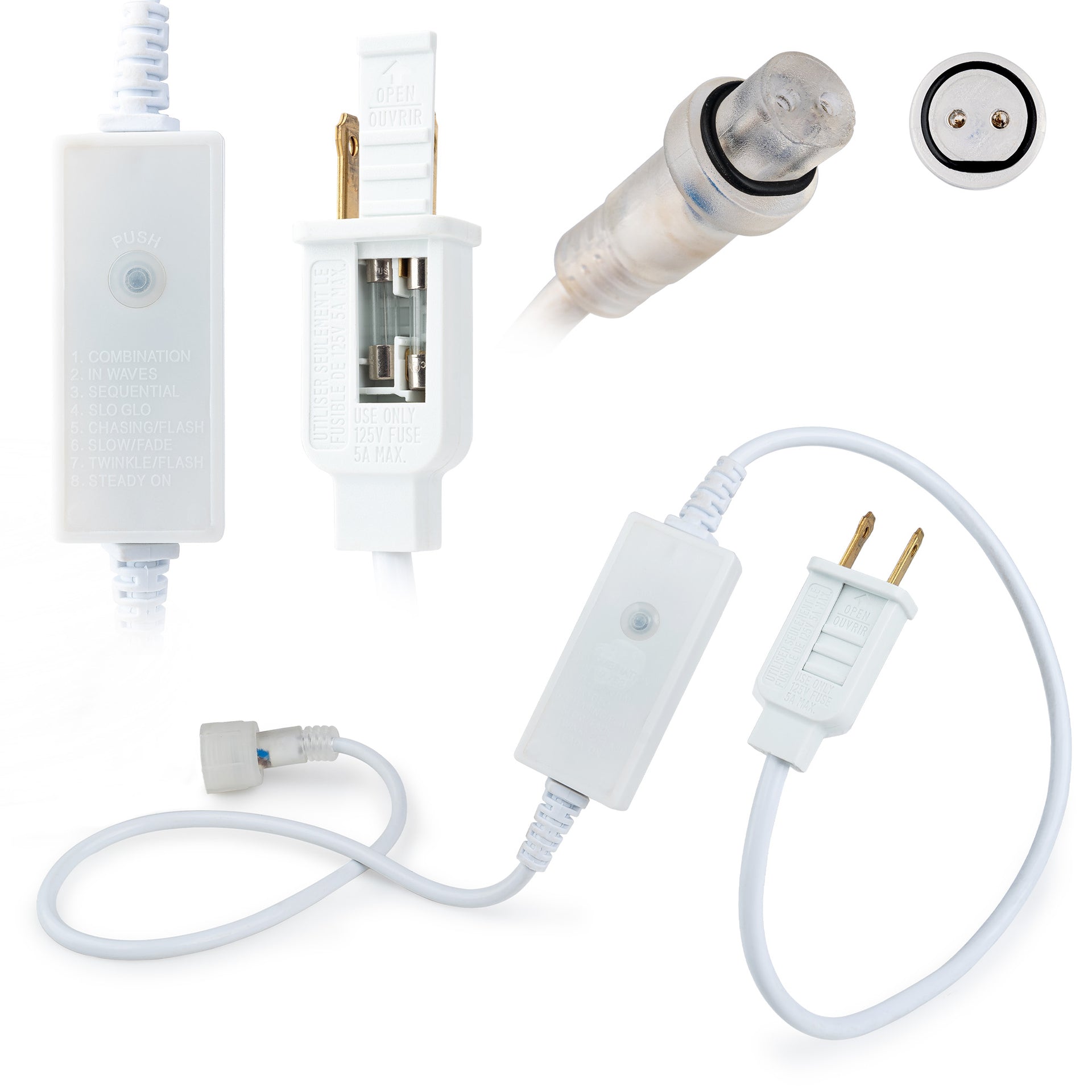 LED Rope Light, Power Cord, 2-Wire, 8-Mode, Controller - West Ivory LED Lighting 