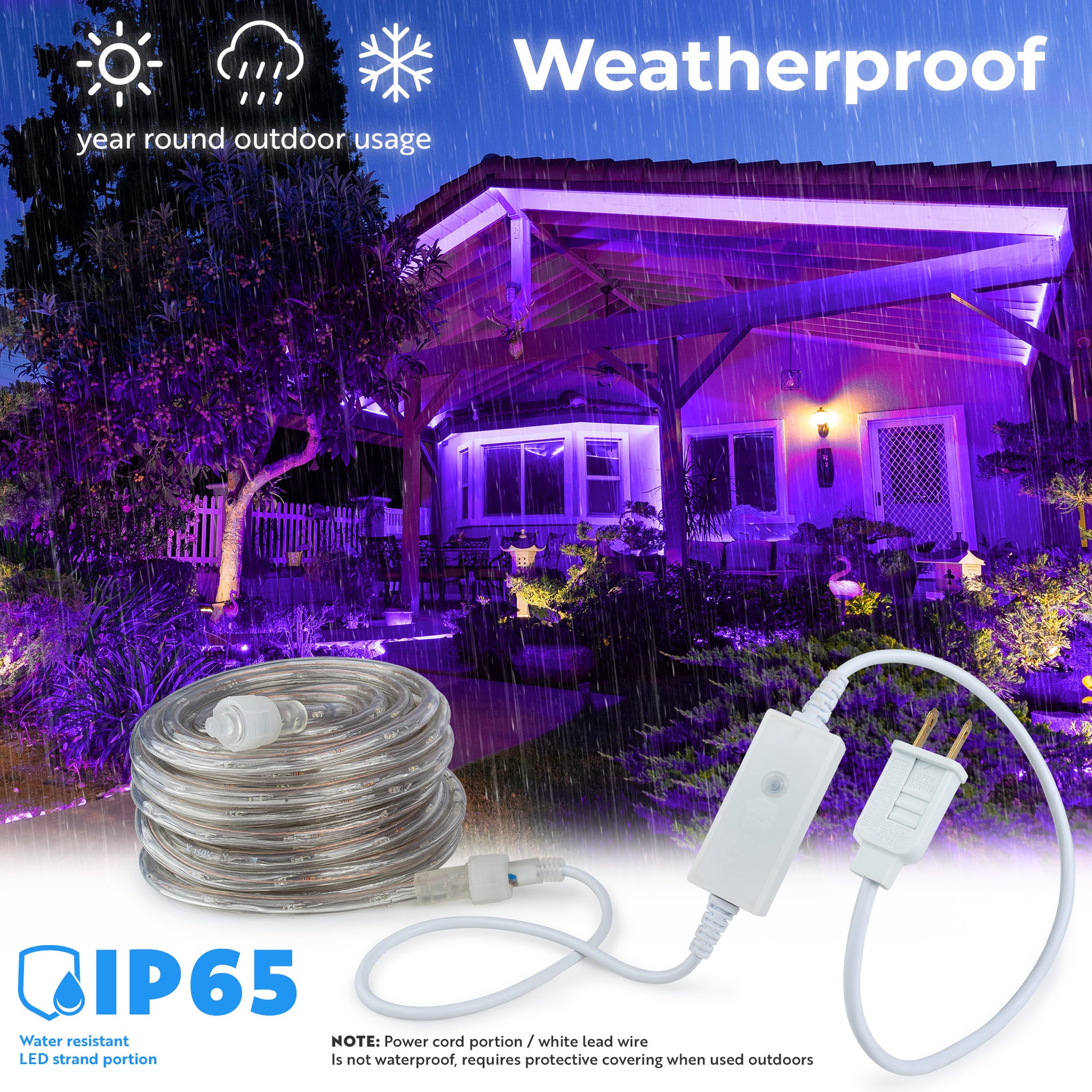 LED Rope Lights Outdoor Lighting, 8 modes - West Ivory LED Lighting 