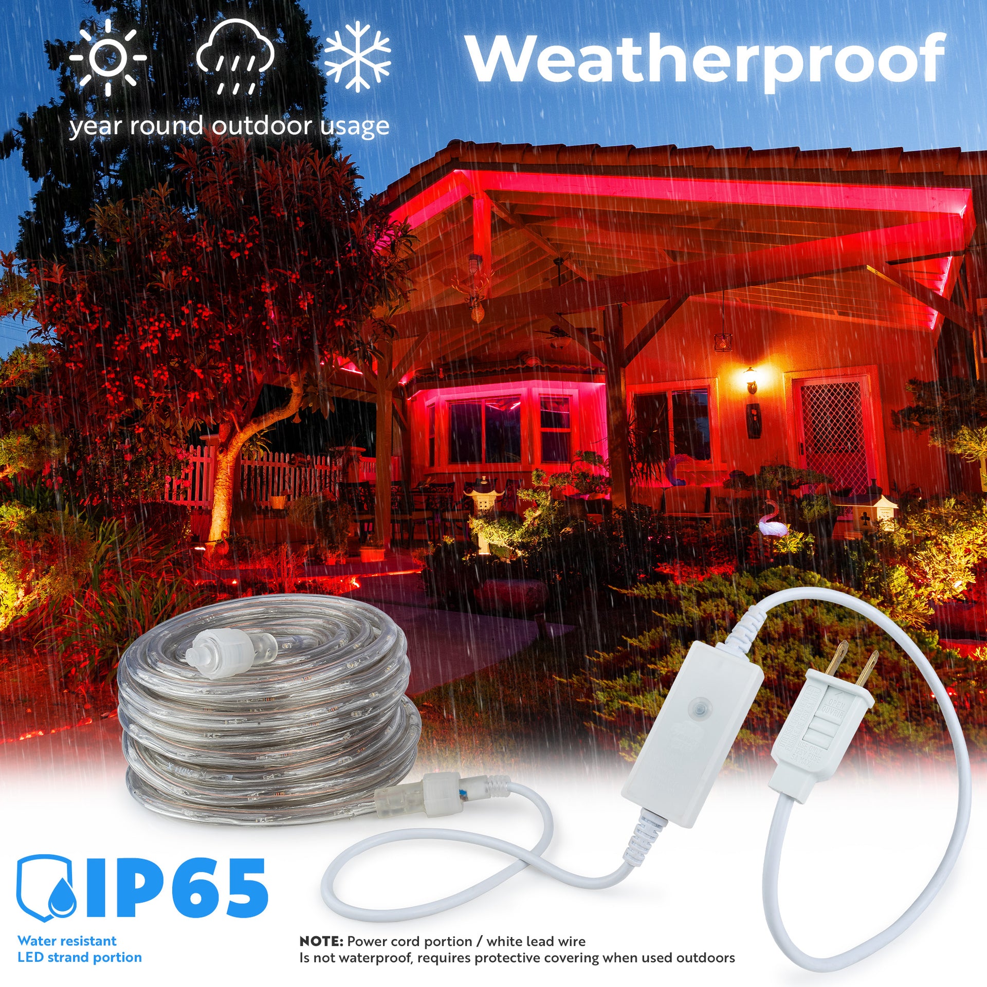 LED Rope Lights Outdoor Lighting, 8 modes - West Ivory LED Lighting 