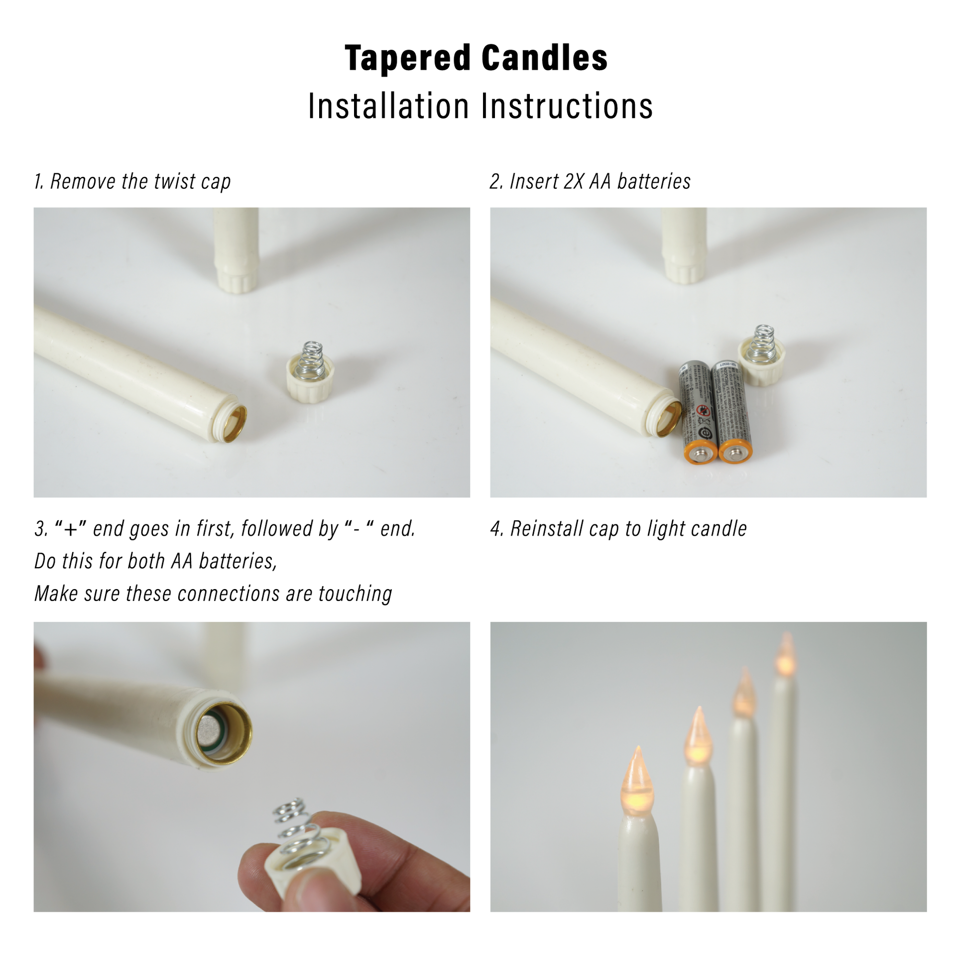 11" Ivory Taper Flameless LED Faux Wax Candle Lights 12 Pack - West Ivory LED Lighting 