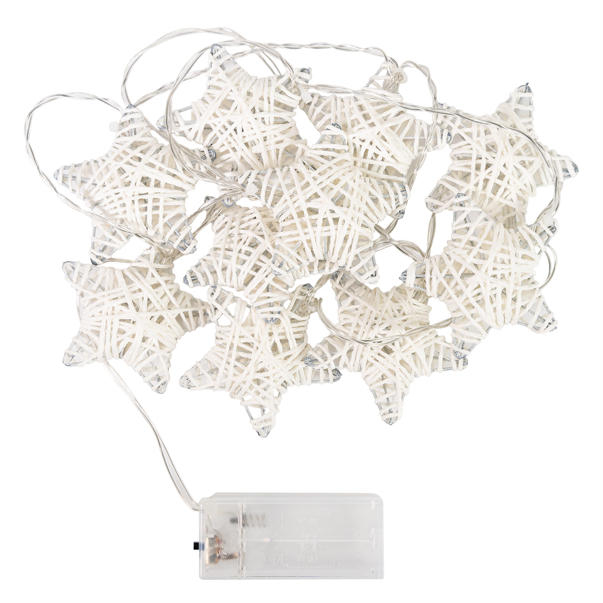 10 LED Metal Covered Stars String Fairy Light 6 feet  Battery Powered, Warm White - West Ivory LED Lighting 