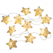 10 LED Metal Covered Stars String Fairy Light 6 feet  Battery Powered, Warm White - West Ivory LED Lighting 