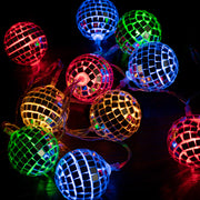 10 LED String Light Mirror Disco Balls Mixed Multi-Colors 5.5 feet Battery Powered - West Ivory LED Lighting 