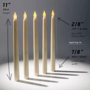 11" Ivory Taper Flameless LED Faux Wax Candle Lights 12 Pack - West Ivory LED Lighting 