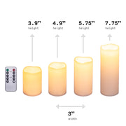 Flameless Timer LED Flickering Candle Set of 4 - Pillar Light Realistic Ivory Warm White Wax Candles Battery Operated - West Ivory LED Lighting 