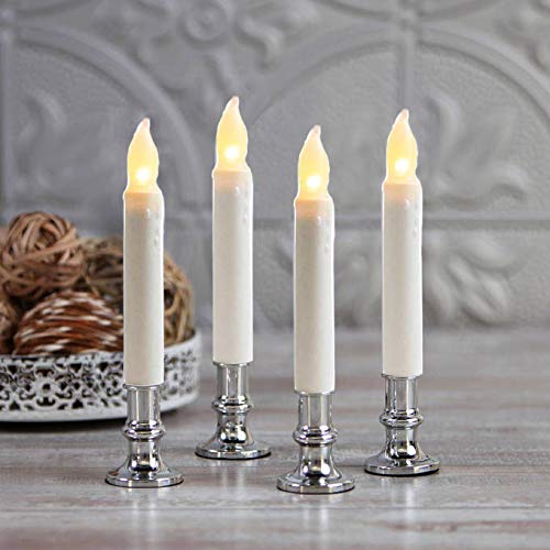 Set of 12 - 6.25" Warm White Flameless LED Taper Candles Mini Battery Operated Wax Dipped White Body - West Ivory LED Lighting 