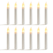 Set of 12 - 6.25" Warm White Flameless LED Taper Candles Mini Battery Operated Wax Dipped White Body - West Ivory LED Lighting 