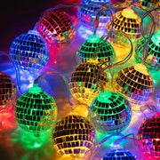 20 LED String Light Mirror Disco Balls Mixed Multi-Colors 10.5 feet Battery Powered - West Ivory LED Lighting 