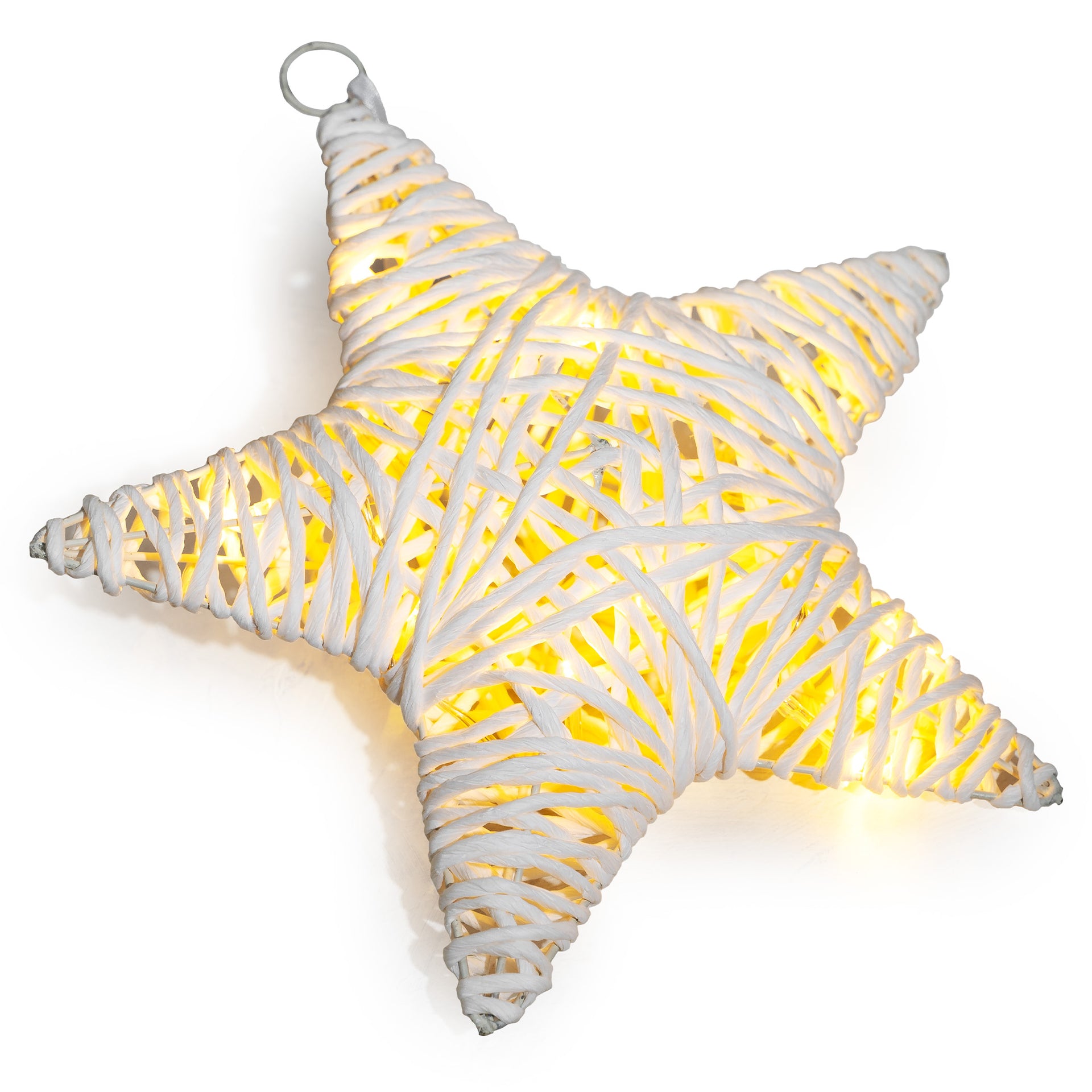 10 LED White String Paper Wrapped Star w/Metal Frame Battery Powered Warm White - West Ivory LED Lighting 