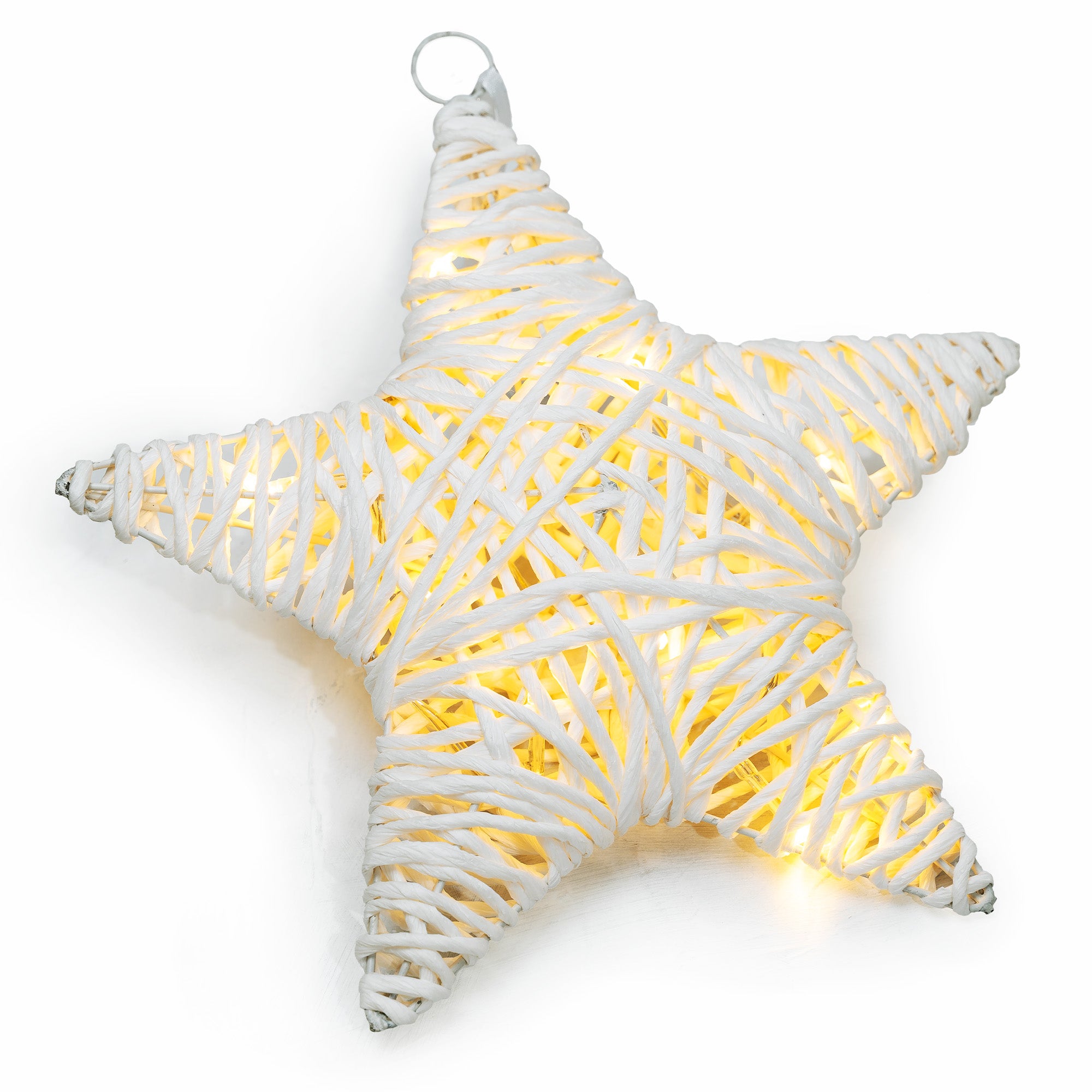 10 LED White String Paper Wrapped Star w/Metal Frame Battery Powered W