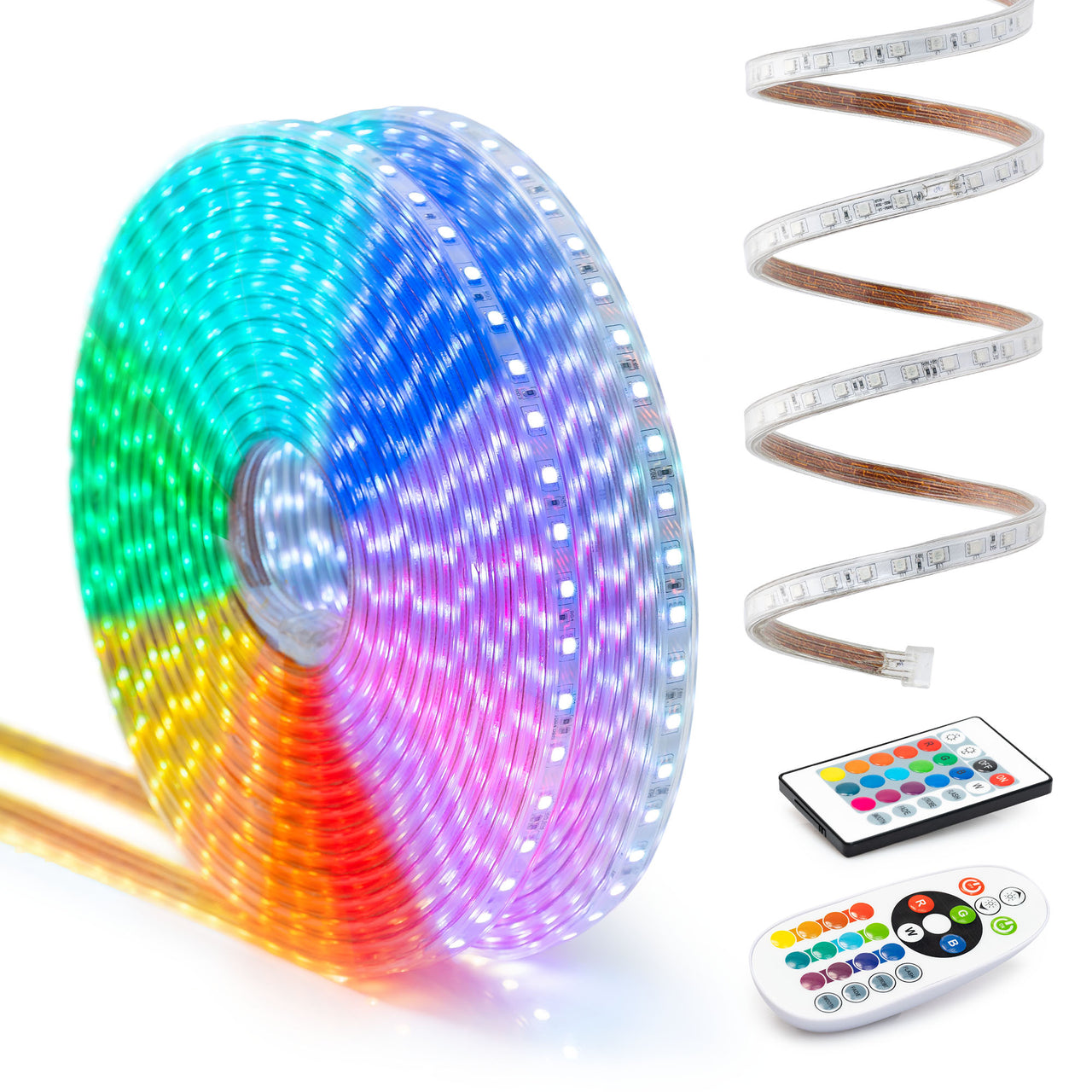SMD 5050 LED Flexible Dimmable Indoor/Outdoor Light Strip (16 Colors) with Remote and LED Controller/IR Receiver - West Ivory LED Lighting 