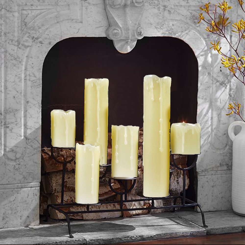 Set of 6 - LED Ivory Battery Operated Flameless Light Flickering Candle with Timer - West Ivory LED Lighting 