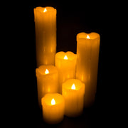 Set of 6 - LED Ivory Battery Operated Flameless Light Flickering Candle with Timer - West Ivory LED Lighting 