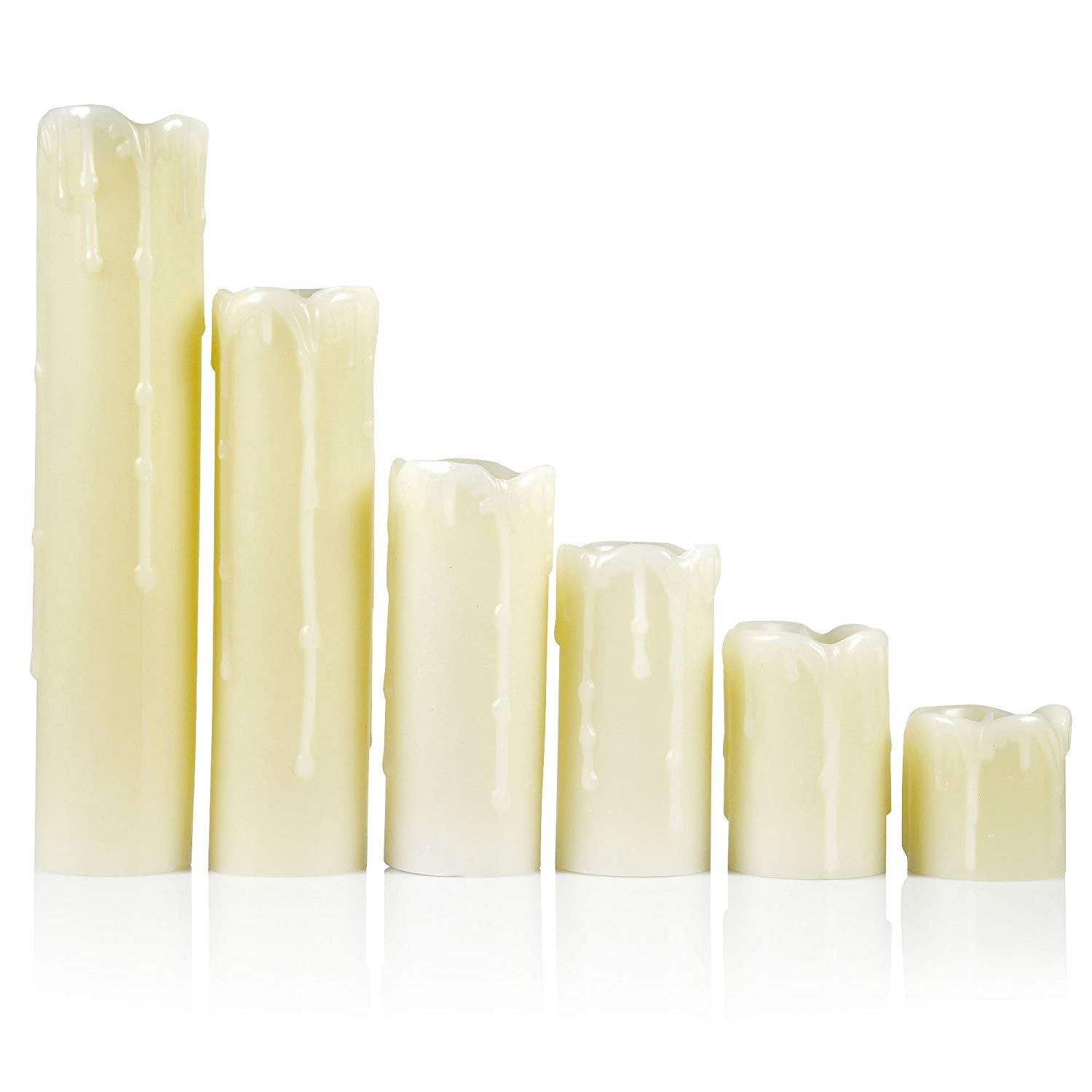 Set of 6 - LED Ivory Battery Operated Flameless Light Flickering Candle with Timer - West Ivory LED Lighting 